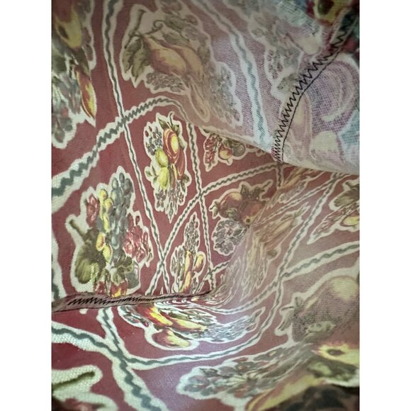 Side Eye Bird Handmade Tote Bag Fruit Print Floral Muted Red Canvas Market - Picture 6 of 9